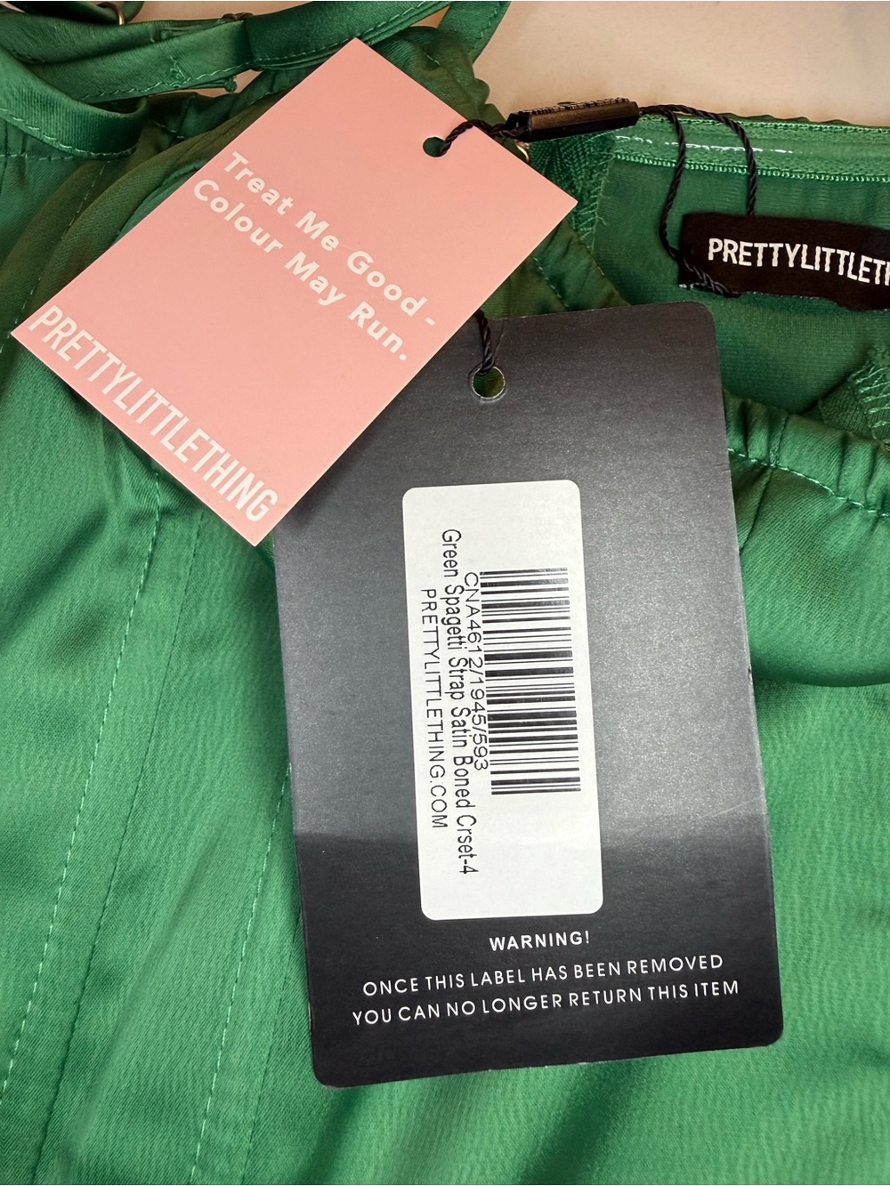 PrettyLittleThing Green Satin Boned Corset Top - Picture 6 of 10